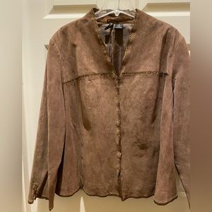 Dark Brown Full Leather Cropped Jacket. Size 1X